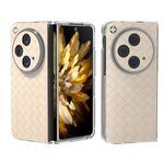 Per OPPO Trova N3 Custodia per telefono in PU con struttura in tessuto trasparente (Beige)