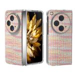Custodia per telefono in PU con cornice traslucida satinata colorata per OPPO Find N3 (rosa)