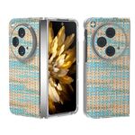 Per OPPO Find N3 Custodia per telefono in PU con cornice traslucida smerigliata colorata con texture rombica (blu)