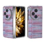 Per OPPO Find N3 Custodia per telefono in PU con cornice traslucida smerigliata colorata con texture rombica (viola)