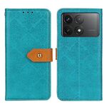 Per Xiaomi Redmi K70 5G / K70 Pro 5G Custodia per telefono in pelle goffrata floreale europea (blu)