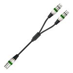 2055YMFF-05 Cavo audio XLR da 3 pin maschio a doppia femmina, lunghezza: 50 cm (nero+verde)