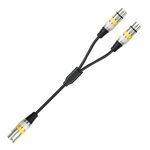 2055YMFF-05 Cavo audio XLR da 3 pin maschio a doppia femmina, lunghezza: 50 cm (nero+giallo)