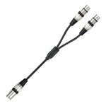 2055YMFF-05 Cavo audio XLR da 3 pin maschio a doppia femmina, lunghezza: 50 cm (nero + nero)