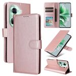 Per OPPO Reno11 5G Custodia per telefono in pelle con vibrazione orizzontale multifunzionale globale con tre slot per schede (oro rosa)
