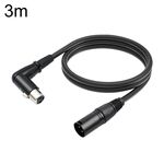 XK041L Cavo audio XLR maschio dritto a gomito femmina a 3 pin, lunghezza: 3 m (nero)