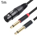 Cavo audio tipo Y XLR femmina a doppio 6,35 mm 1/4 TRS maschio 2020Y63, lunghezza: 1 m (nero)