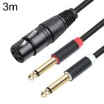 Cavo audio tipo Y XLR femmina a doppio 6,35 mm 1/4 TRS maschio 2020Y63, lunghezza: 3 m (nero)