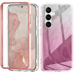 Per Samsung Galaxy S24 5G 2 in 1 IMD Gradient Feather PC + custodia per telefono TPU (rosa chiaro)