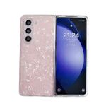 Per Samsung Galaxy Z Fold6 Custodia per telefono con texture a conchiglia perlescente (rosa)