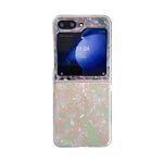 Custodia per telefono con texture a conchiglia perlata per Samsung Galaxy Z Flip6 (rosa verde)