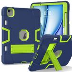 Per iPad Air 11 2024 Custodia per tablet PC in silicone acrilico a colori a contrasto con supporto (blu navy giallo verde)