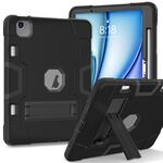 Per iPad Air 11 2024 Custodia per tablet PC in silicone acrilico a colori a contrasto con supporto (nero)