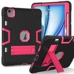 Per iPad Air 11 2024 Custodia per tablet PC in silicone acrilico a colori a contrasto con supporto (nero rosa rosso)