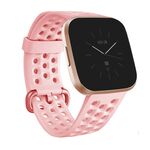 Per cinturino in silicone traspirante Fitbit Versa 2, misura: piccolo (rosa chiaro)