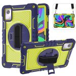 Per Lenovo Tab M11 / Xiaoxin Pad 11 2024 Custodia per tablet in silicone con contrasto per PC con rotazione a 360 gradi (blu navy + giallo verde)