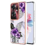 Per OPPO Reno11 F 5G Custodia per telefono TPU IMD galvanica globale (fiore viola)