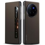 Per vivo X Fold3 Pro SULADA Kevlar 600D Texture Smart Window Custodia in pelle per telefono (marrone)