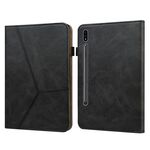 Custodia per tablet in pelle goffrata a righe in tinta unita per Samsung Galaxy Tab S7 / S8 (nera)