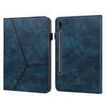 Custodia per tablet in pelle goffrata a righe in tinta unita per Samsung Galaxy Tab S7 / S8 (blu)