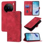 Custodia per telefono in pelle goffrata per vivo X100 Pro Skin Feel (rossa)
