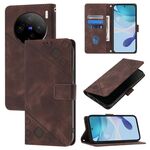 Custodia per telefono in pelle goffrata per vivo X100 Pro Skin Feel (marrone)