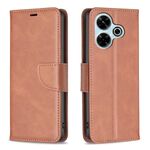 Per Xiaomi Poco M6 4G / Redmi 13 4G Custodia in pelle di agnello con texture in puro colore (marrone)