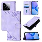 Custodia per telefono in pelle goffrata Xiaomi 14 Skin Feel (viola chiaro)