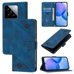 Custodia per telefono in pelle goffrata Xiaomi 14 Skin Feel (blu)