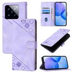 Custodia per telefono in pelle goffrata per Xiaomi 14 Pro Skin Feel (viola chiaro)