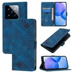 Custodia per telefono in pelle goffrata per Xiaomi 14 Pro Skin Feel (blu)