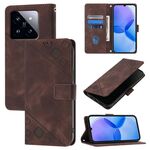 Custodia per telefono in pelle goffrata Xiaomi 14 Pro Skin Feel (marrone)