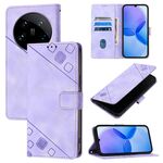 Custodia per telefono in pelle goffrata Ultra Skin Feel per Xiaomi 14 (viola chiaro)