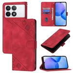 Custodia per telefono in pelle goffrata per Xiaomi Redmi K70 / K70 Pro Skin Feel (rossa)