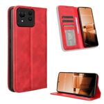 Custodia per telefono in pelle con texture retrò con fibbia ultra magnetica per Asus Zenfone 11 (rossa)