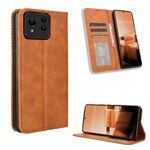Custodia per telefono in pelle con texture retrò con fibbia ultra magnetica per Asus Zenfone 11 (marrone)