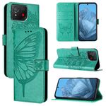 Custodia per telefono in pelle con farfalla in rilievo per Asus ROG Phone 8 (verde)