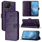 Custodia per telefono in pelle con farfalla in rilievo per Asus ROG Phone 8 (viola scuro)
