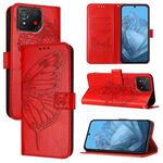 Custodia per telefono in pelle con farfalla in rilievo per Asus ROG Phone 8 (rossa)