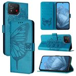 Custodia per telefono in pelle con farfalla in rilievo per Asus ROG Phone 8 (blu)