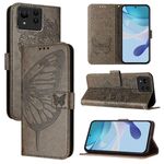 Per Asus Zenfone 11 Ultra Custodia in pelle con motivo a farfalla in rilievo (grigio)