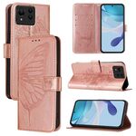 Custodia per telefono in pelle farfalla ultra goffrata per Asus Zenfone 11 (oro rosa)