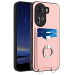Per OPPO Reno11 Global R20 Custodia per telefono con supporto di carta ad anello (rosa)