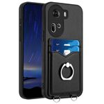 Per OPPO Reno11 Global R20 Custodia per telefono con supporto di carta ad anello (nera)