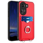 Per la custodia del telefono con porta carte OPPO Reno11 Global R20 Ring (rossa)