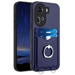 Per OPPO Reno11 Global R20 Custodia per telefono con supporto di carta ad anello (blu)
