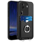 Per OPPO Reno11 Pro Global R20 Custodia per telefono con supporto di carta ad anello (nera)