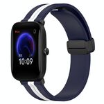 Per cinturino in silicone con chiusura magnetica pieghevole da 20 mm Amazfit Pop (blu notte + bianco)