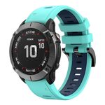 Per Garmin Fenix 6 Pro GPS 22mm Cinturino sportivo in silicone bicolore (verde menta + blu)