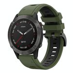 Per Garmin Fenix 6 Sapphire GPS 22mm Cinturino sportivo in silicone bicolore (verde militare + nero)